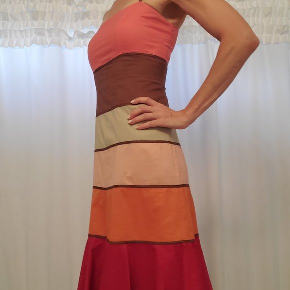 Poplin Tiered Color Block Dress